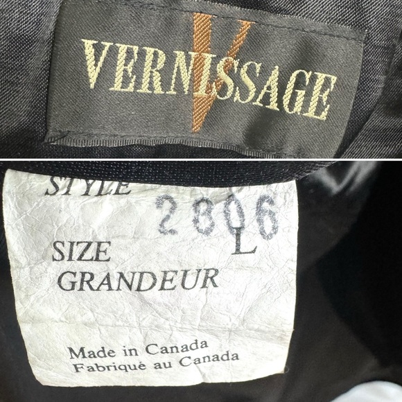 VERNISSAGE VINTAGE BLACK LEATHER TRENCH COAT WINTER COAT WITH FAUX FUR LARGE - Picture 15 of 17